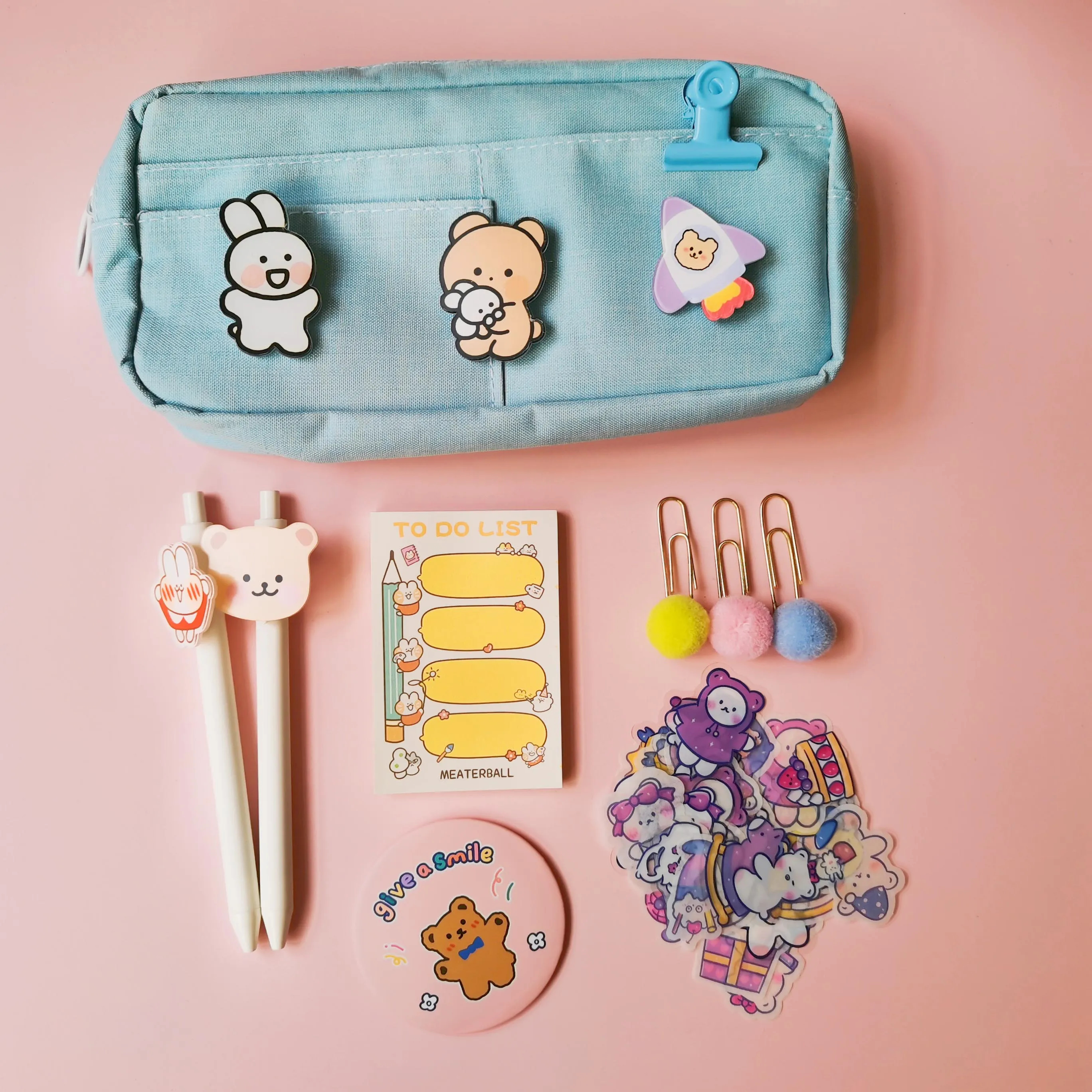 Kawaii Большой чехол для карандашей набор канцелярских принадлежностей с 3