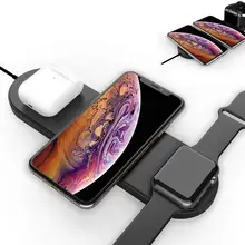 3 в 1 быстрой зарядки по стандарту Qi Беспроводной Зарядное устройство для samsung iPhone 11 Pro Max/XS/XR/iPhone X/8/8 Plus для наручных часов iWatch, на возраст 1, 2, 3, 4, для AirPods зарядки