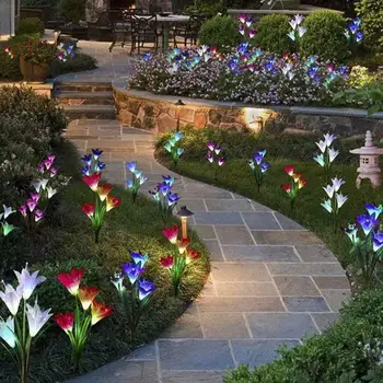 

1pc Solar Lily Flower Lights LED Fairy IP65 Waterproof Outdoor Party Christmas Wedding Decoration Garden Lights Z8I8