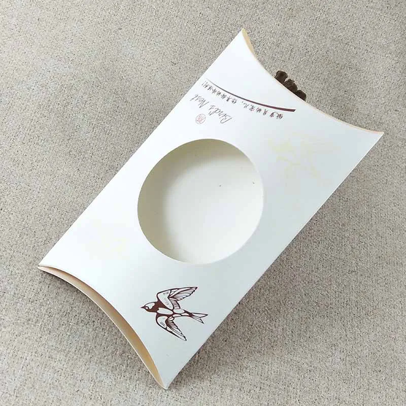 

3000pcs Window Pillow box size : 17.5x11x4cm 1000pcs size : 28x21.5x4cm Window Pillow box CUstom Design Logo Some Golden Foil