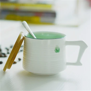 

Ceramic Creative Tea Cups Mug Coffee Porcelain Teacup Mug with Lid Personalized Brief Eco-friendly Mug Cup Stocked QZJ019