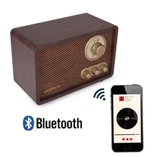 Altavoz de sobremesa con Bluetooth LoopTone AM/FM Hi-Fi Vintage clásico con Radio fuerte incorporado y Control de agudos y bajos hecho a mano de madera