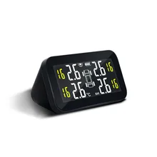 Wireless Smart LCD Display Car Solar Power Tire Pressure Monitoring System Pressure and Temperature Alarm 4 External TPMS Sensor