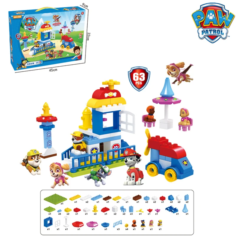 Paw Patrol, набор игрушек, башня, головоломка, сборные строительные блоки с музыкальной игрушкой, автомобиль, мультяшная собака, автомобиль, аниме, фигурка, подарок для детей
