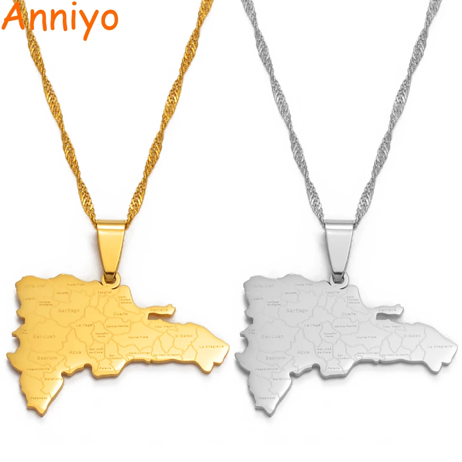 The Dominican Republic Flag Map Country Silver Gold Chain Charm Pendant Necklace The Dominican Republic Flag Map Country Silver Gold Chain Charm Pendant Necklace