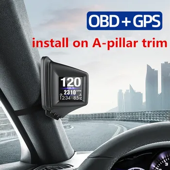 

Car On-board Computer OBD 2 GPS HUD A-Pillar Trim Dashboard Speedometer Turbo Pressure Fuel Consumption Temperature Gauge
