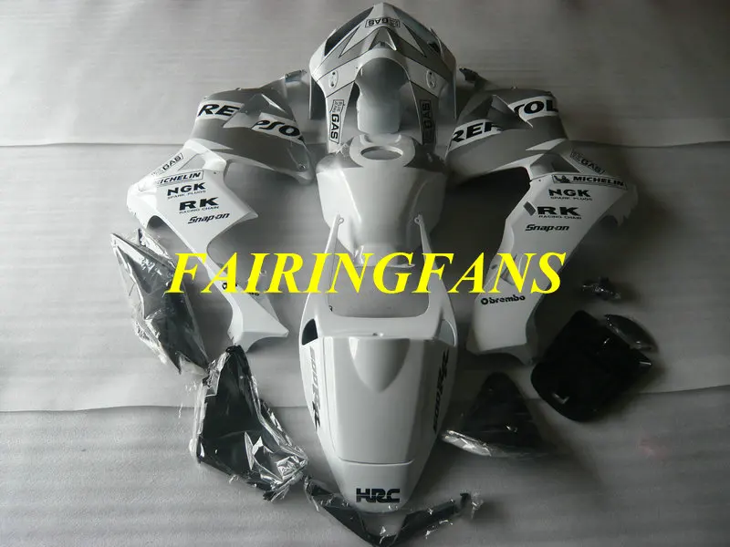Инжекторный комплект для HONDA CBR600RR F5 05 06 CBR 600 RR CBR 600 RR CBR 600 2005 2006 белого и серебристого цвета Обтекатели+ подарки HG47