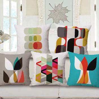

Nordic style geometric Simple Impression Geometry throw pillow cover case cotton linen seat waist cushion cover for sofa home