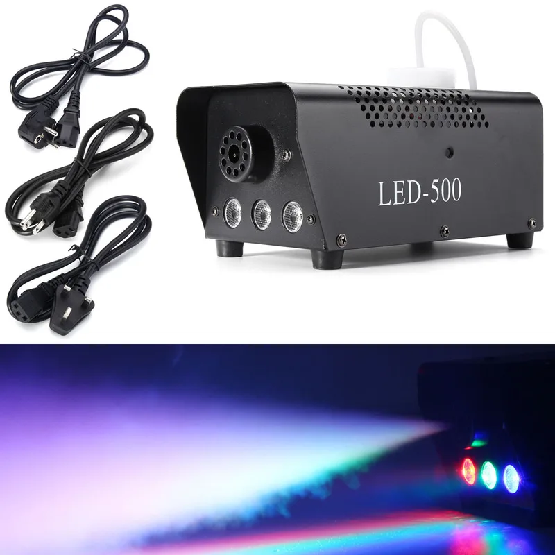 

500W RGB LED Fog Machine Remote Control Lighting DJ Party Stage Smoke Thrower with Remote 110V-230V Stage Lighting Effect