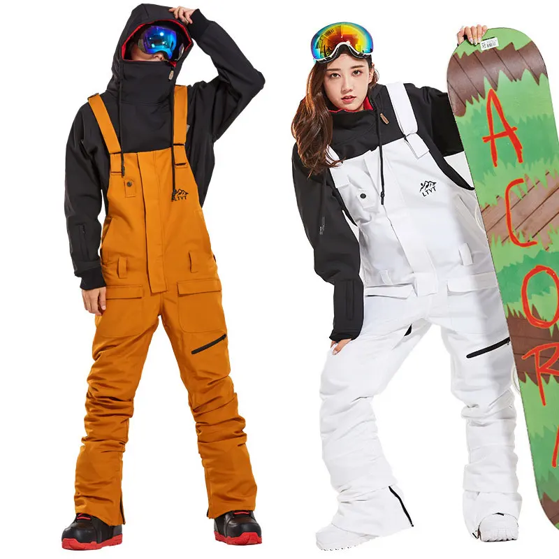 Winter Warm Ski Bib Pants Men Women Ski 