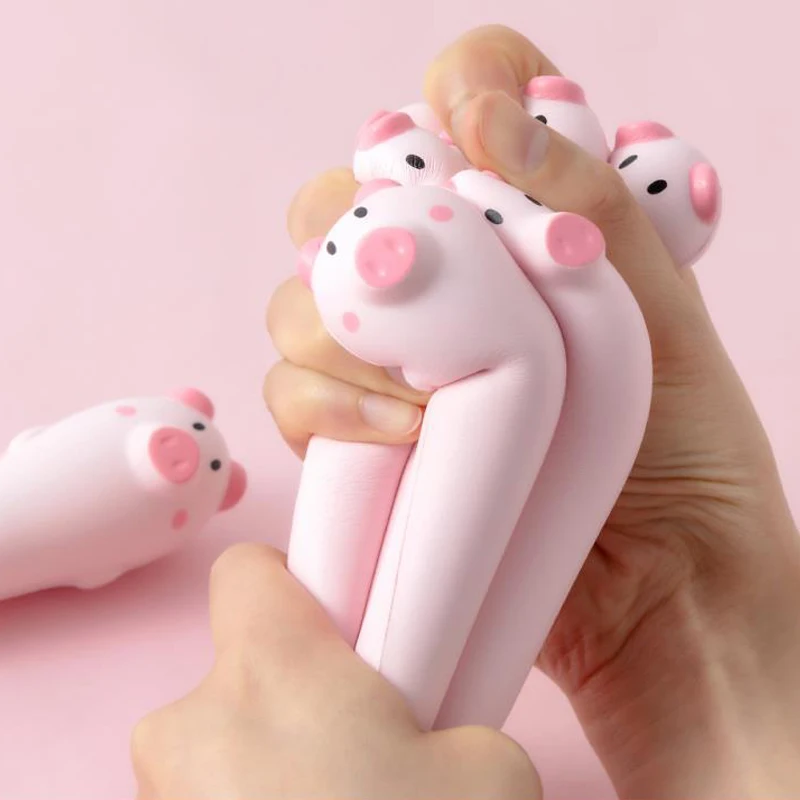 

1pc Kawaii Soft Sponge Pink Pig Pressure Relief Gel Pen School Stationery 0.5mm Black Kids Toy Pen