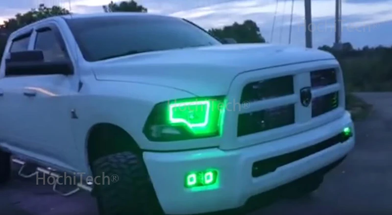 RGB Angel Eyes Multi-Color LED Ring Turnning Light DRL Car Headlight Taillight Angel Eyes For 2009- Dodge RAM Truck