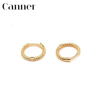 

100% 925 sterling silver twisted small hoop earrings for women Personality ropes small Circles Earrings Gold Silver Jewelry