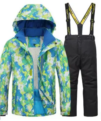 Водонепроницаемый лыжный костюм для детей; теплый зимний комплект для девочек; детская ветрозащитная куртка с капюшоном для сноуборда и меховые штаны; зимняя одежда - Цвет: 9