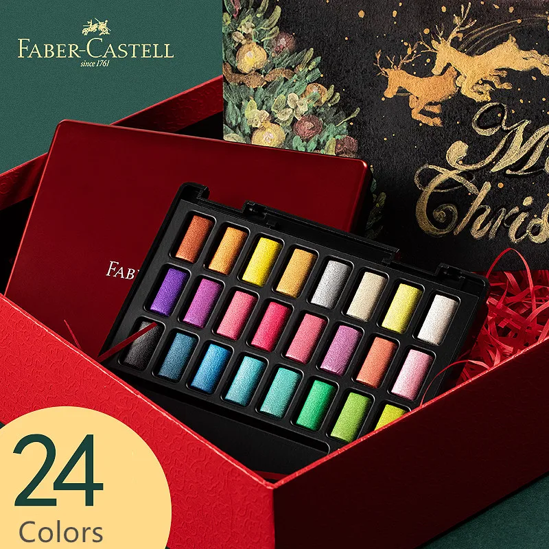 1 Набор Faber-Castell 24 цвета металлическая однотонная Акварельная краска с кисточкой