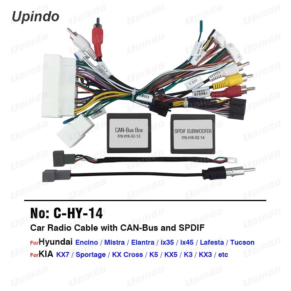 Car Audio Cable With Canbus Adapter Wiring Harness Power Connector Socket For Hyundai Encino