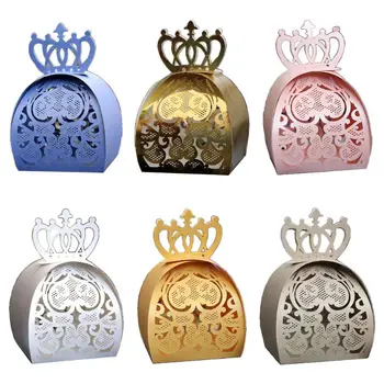

Love Heart Crown Laser Cut Hollow Favors Gifts Chocolate Candy Boxes Baby Shower Wedding Party Supplies