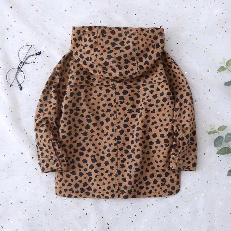 

Ml-045 Childrenswear Kids' Overcoat 2019 Autumn New Style Fashion Leopord Pattern Hooded Double Layer GIRL'S Jacket