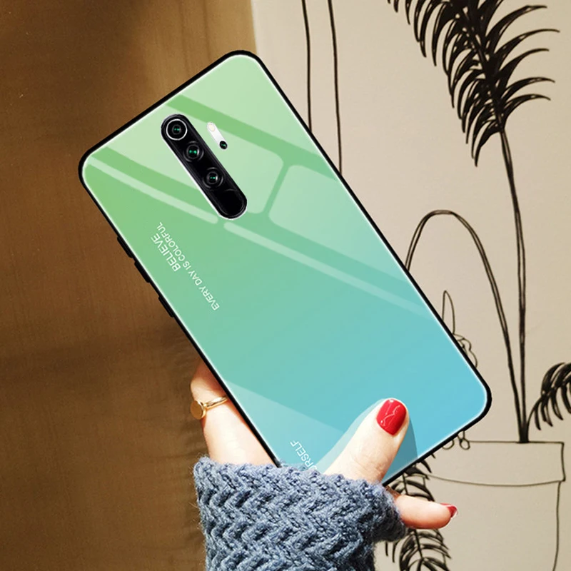 Чехол для Redmi Note 8 Pro чехол задней панели градиентный цвет бампер закаленное