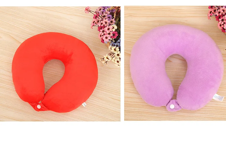 Factory Price Multi-color Flannelette Neck Pillow Solid Color U-SHAPE Pillow Gift Customization Pp Cotton Support Customization