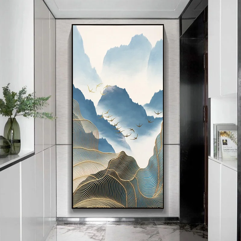 

Abstract Porch Corridor Modern Simple Landscape Introduction Living Room Gold Thread Decorative Oil Painting On Canvas