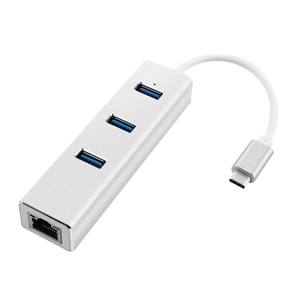 Портативный алюминиевый сплав type C к 3 портам USB 3,0 гигабитный Ethernet концентратор адаптер