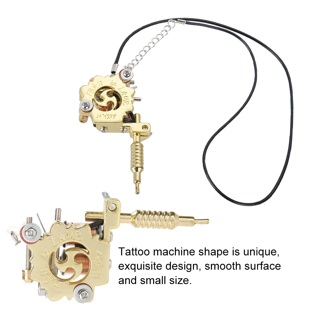 Alloy Mini Tattoo Machine Pendant with Real Coils Necklace Tattoo