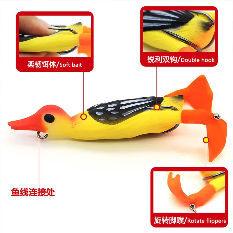 Floating Duck 9.5cm/12g Rotating Webbed Waybait Rotating Tractor Fishing  Bait Baby Duck Bionic Bait Fishing Lures - AliExpress