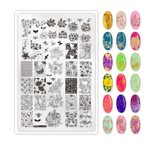 Big Size 9.5*14.5cm Nail Stamping Plates Flower/geometric shaped nail art template for DIY nail art decoration plate tools PLUS47