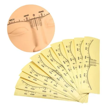 

10pcs/lot Eyebrow Rulers Plastic Disposable Permanent makeup Stickers Measure Tool Tattoo Eye brow Guide Microblading Stencil