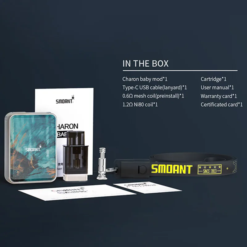 Smoant Charon Baby Vape Kit 750 мАч 15 Вт 2 мл картридж 0.6ом сетка/1.2ом Ni80 катушка испаритель электронная сигарета vs Pasito набор battlestar