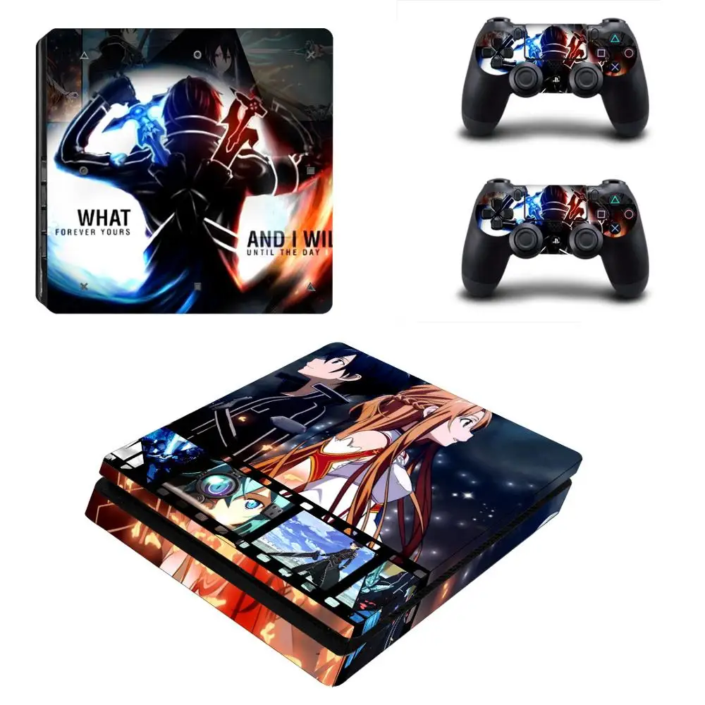 Горячая аниме Кожа Наклейка для sony Playstation 4 тонкий PS4 тонкий консоль и 2 контроллера геймпад виниловая наклейка защитная наклейка