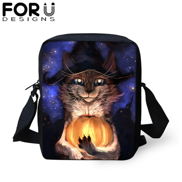 FORUDESIGNS/сумка-мессенджер с мультяшным готическим котом для девочки-подростка, новинка, сумка на плечо для женщин и детей, мини-сумка через плечо, кошелек - Цвет: CDGX1419E