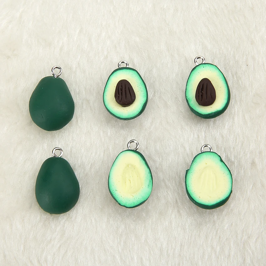 

12pcs 23*16mm kawaii polymer clay flat back Fruit Avocado Cabochon for DIY Pendant and Charms