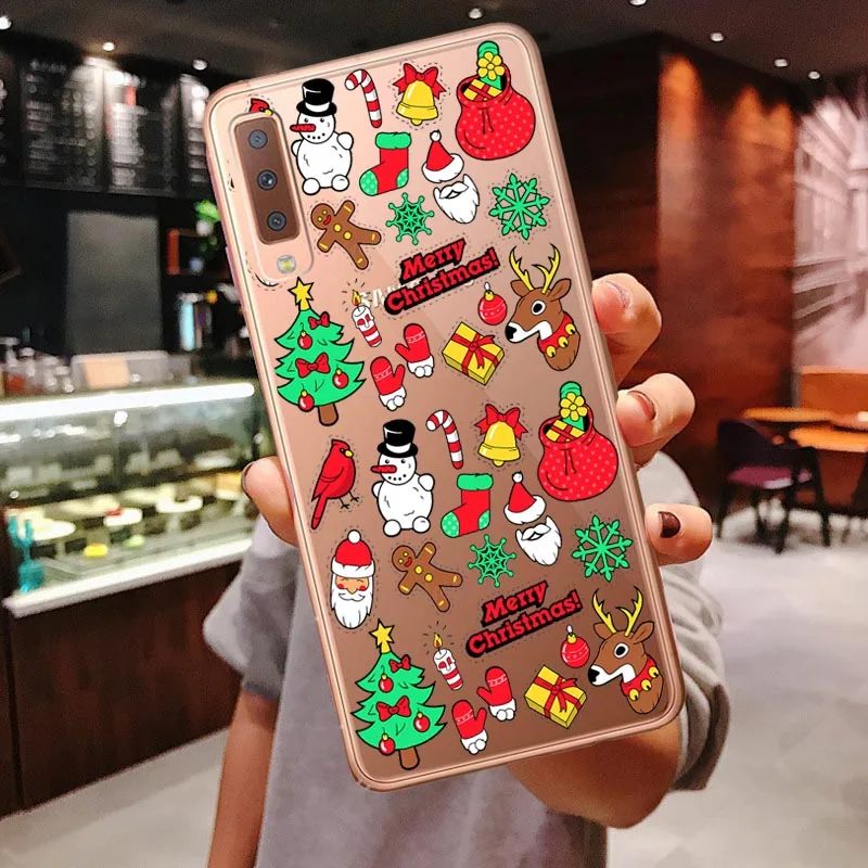 TPU Праздник чехол для samsung Galaxy A10 A30 A50 A70 A80 A7 A750 A6 A8 плюс A9 новогоднее; рождественское Санта Клаус крышка - Color: TPU