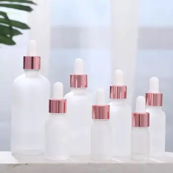 

500pcs 5-100ML Frosted glass Essential oil bottle serum bottles cosmetic packaging bottle with dropper glass bottle jars