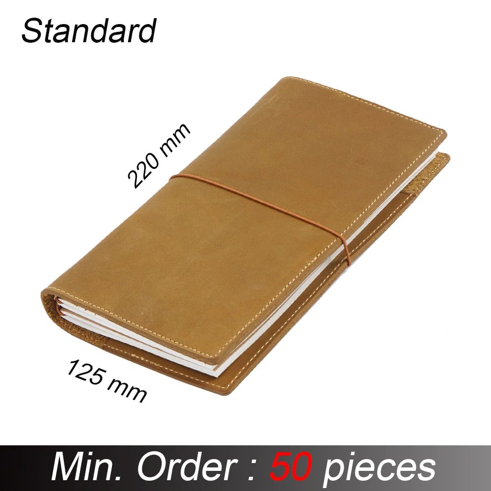 

50 Pieces / Lot Portable 175x110mm Genuine Leather Notebook Handmade Travel Journal With Card Holder Diary Sketchbook Planner
