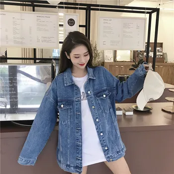 

Autumn Denim Jackets Women Boyfriend Style Jean Jacket Denim Loose Spring Autumn Harajuku Denim Jeans Coats Casacos Feminino
