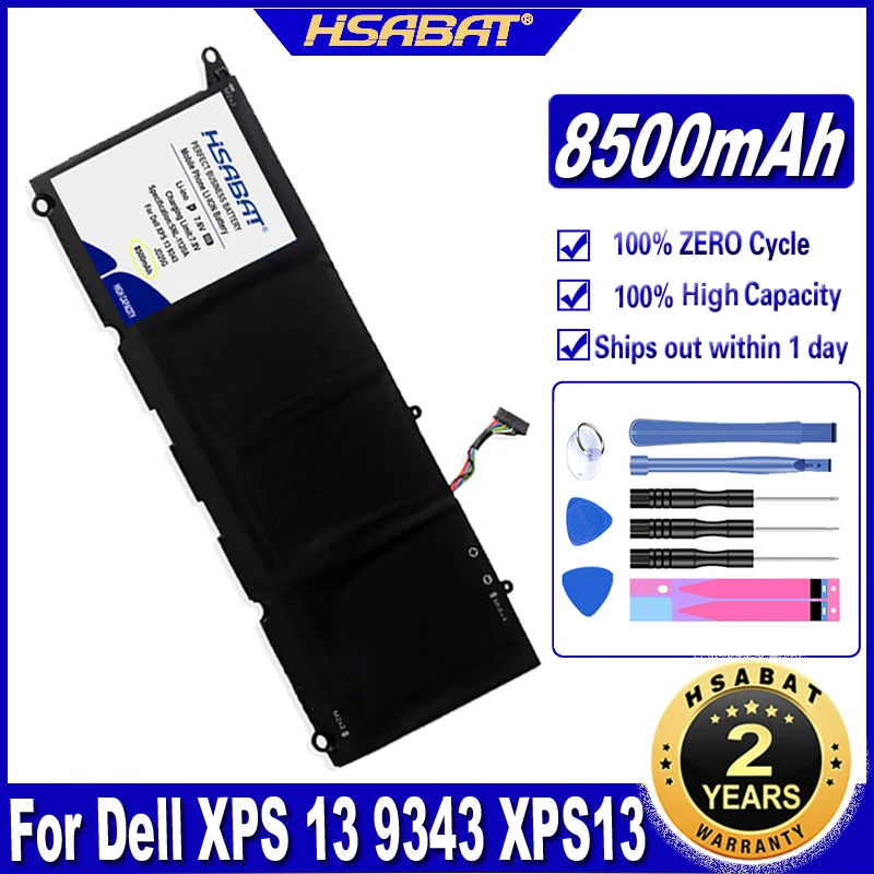HSABAT 90V7W JHXPY JD25G 090V7W 8500mAh Аккумулятор для ноутбука Dell XPS 13 9343 XPS13 9350 13D-9343 P54G 0N7T6 5K9CP RWT1R