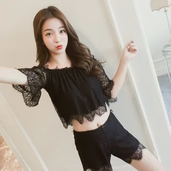 

Camis Top+Short Pajamas Set Women's Lingerie Temptation Babydoll Underwear Nightgown Off Shoulder Sleepwear Set