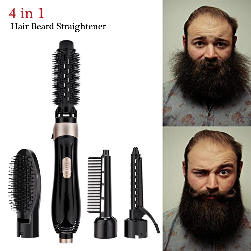 

4 in 1 Men Beard Straightener Irons Multifunctional Man's flat iron Quick Hair Curling Curler Hair Straightener Hair Comb Style