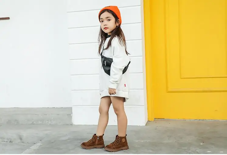 Kids Shoes Winter Fashion Girls Retro Black Martin Boots Boys British Style Shoes for Children Casual Booties