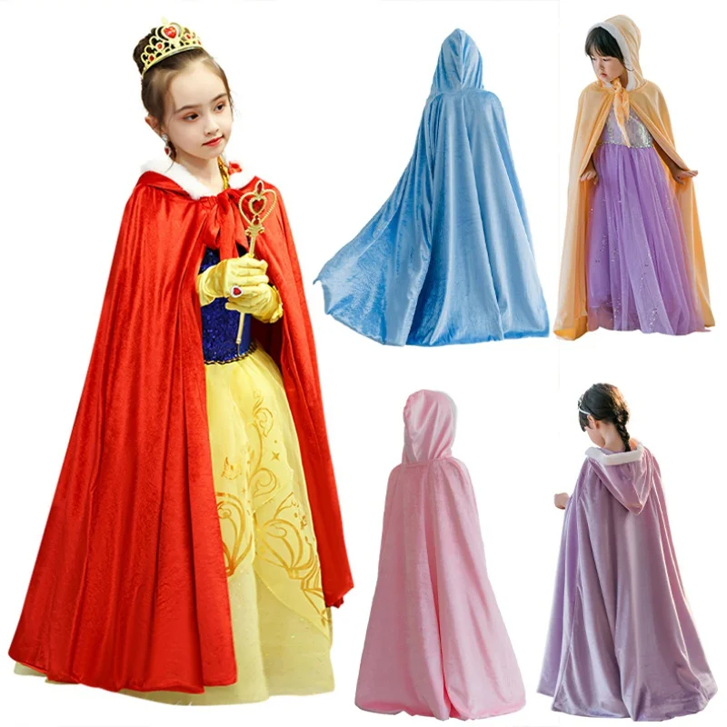 

Halloween Girls Princess Cloak Fancy Party Outfits Kids Cosplay Clothes Supplies Chritmas Dress up Hooded Cape Anime Trench