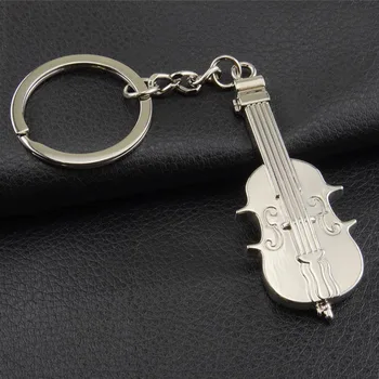 

Violin car keychain Guitar metal key pendant Customizable LOGO (over 10 PCS gratis logo) free shipping