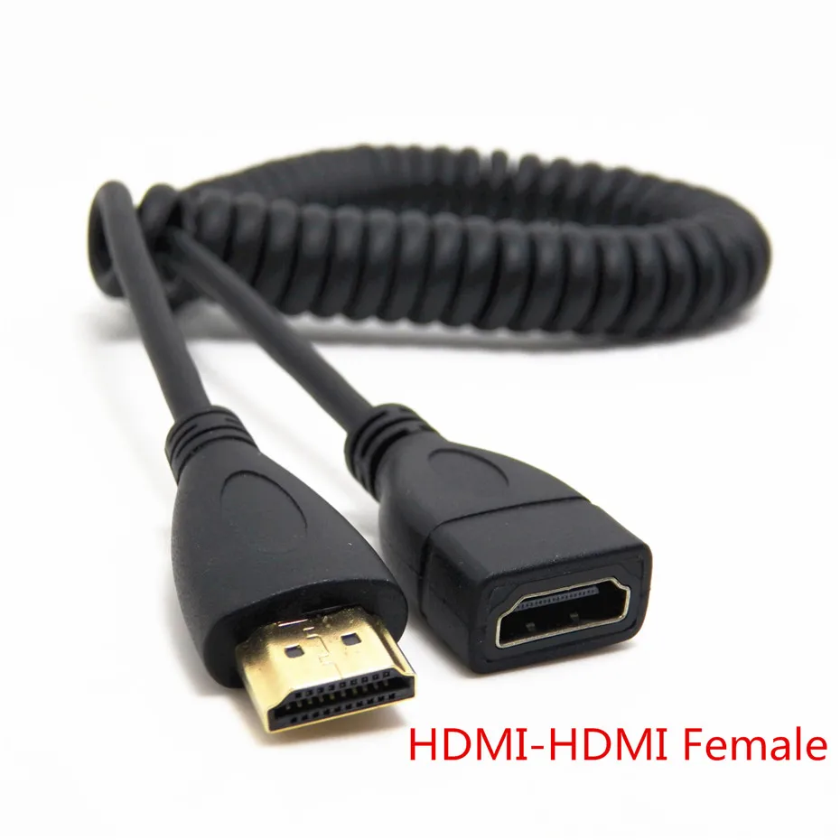 Переходник с HDMI на правый и левый Угол Mini Micro штекер растягивающийся пружинный