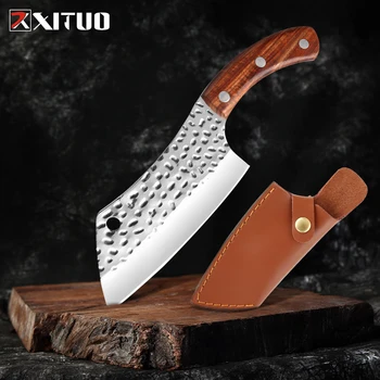 

XITUO Handmade Forged Beef knife High Carbon Stainless Steel Chef Knife Sharp Cleaver Kitchen Knife Rosewood Handle Cooking Tool
