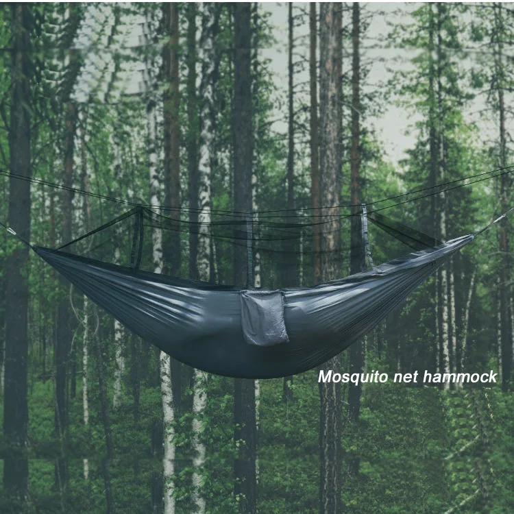 270*140cm Single Person Portable Travel Outdoor Camping Hanging Sleeping Hammock with Mosquito Net