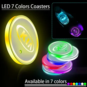 

1pc Car Luminous Light LED Decoration Anti Slip Cup Mat For KIA K2 K3 K5 Sorento Sportage R Rio Soul Car Accessories Auto Gadget