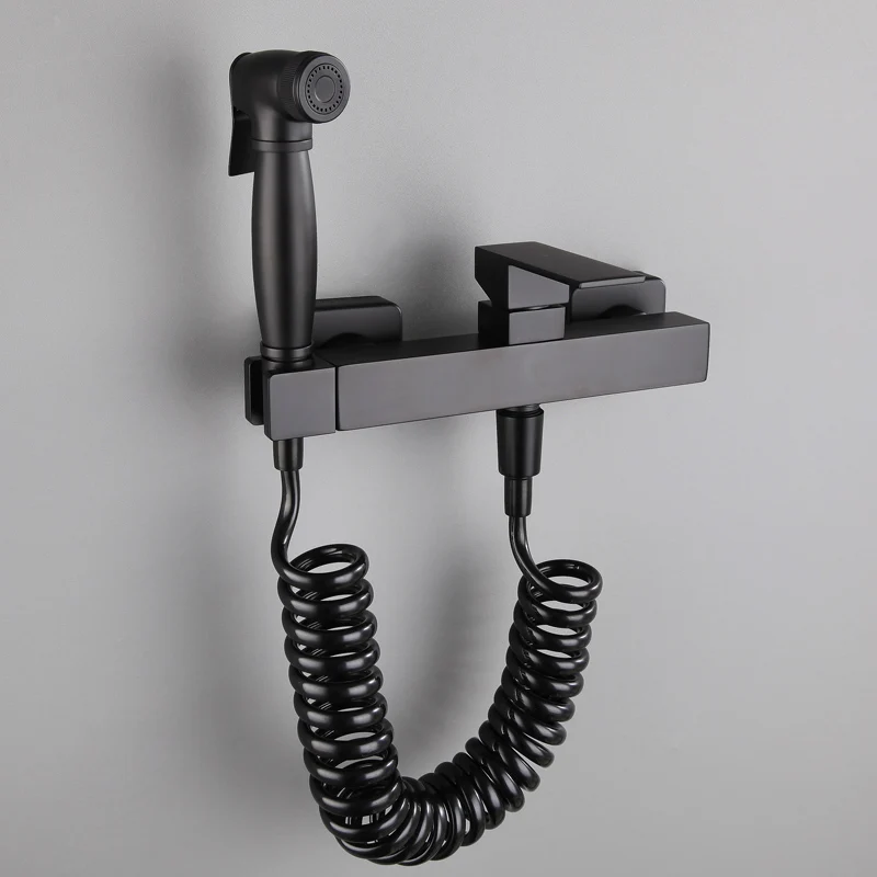 

Vidric Bidet taps with bidet shower black copper Hot and Cold bidet shower Brass wall mounted woman washer mop tap with shattaf