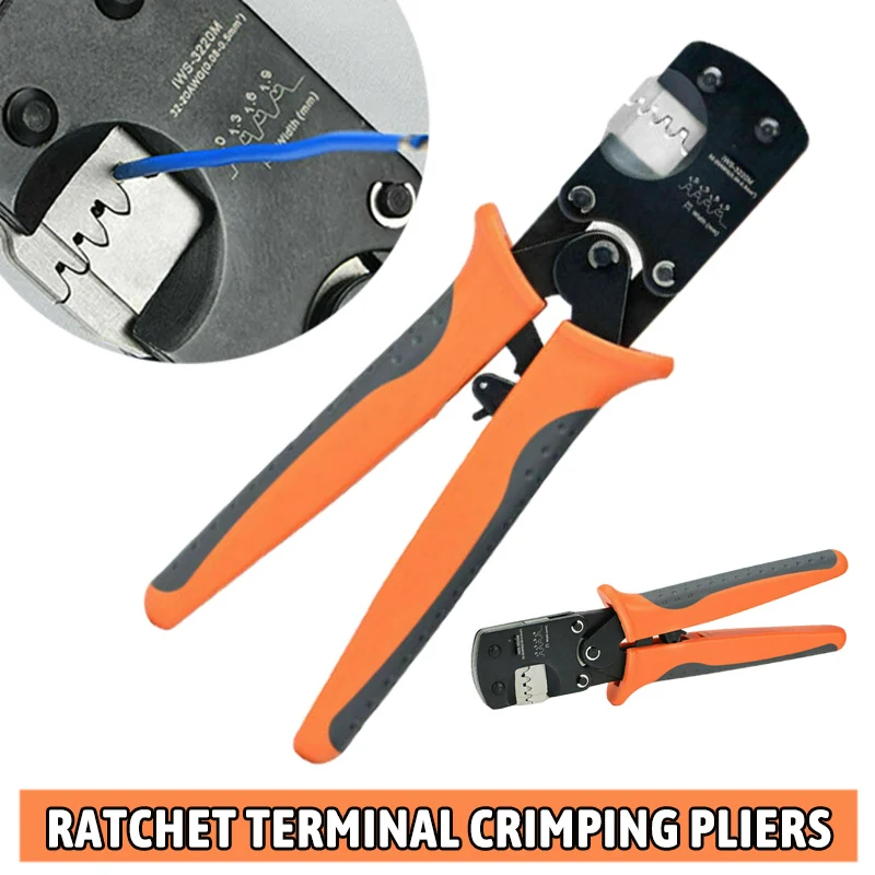 

IWS-3220M Cable Connector Crimping Plier Tool Insert Spring Ratchet Terminal Crimping Pliers for 0.03-0.52mm2 32-20AWG Crimper